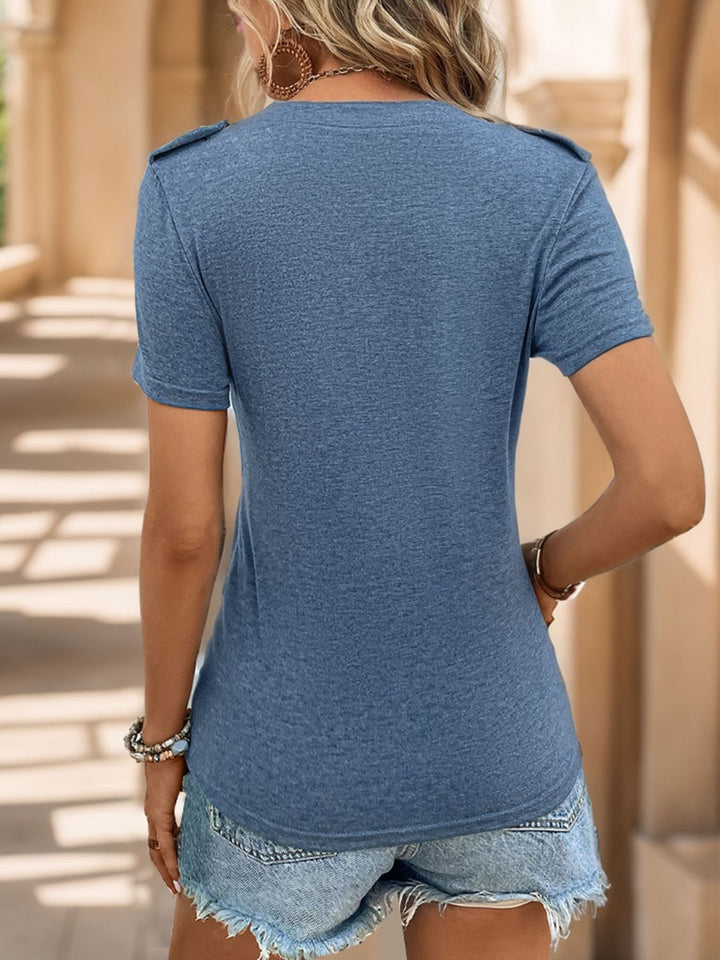 Notched Short Sleeve T-Shirt