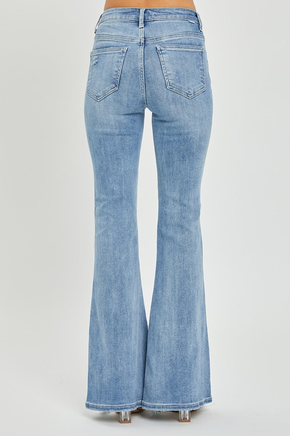 Rise Frayed Hem Flare Jeans