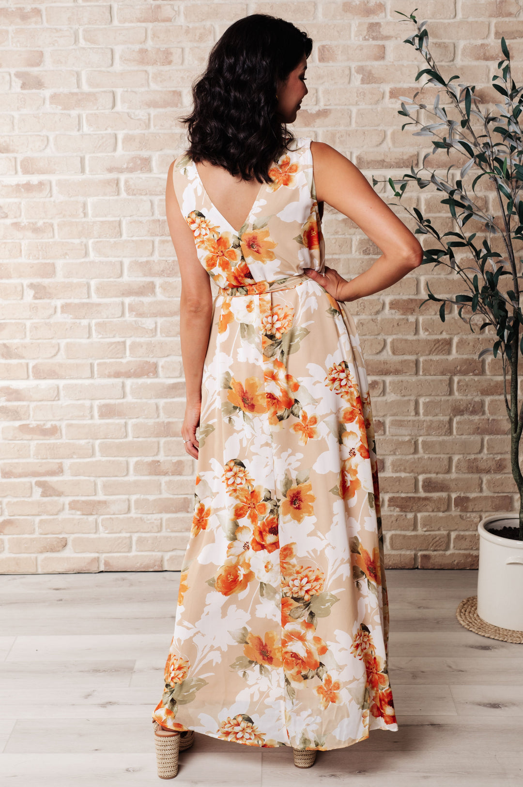 It's All Sunshine V-Neck Floral Dress in Orange