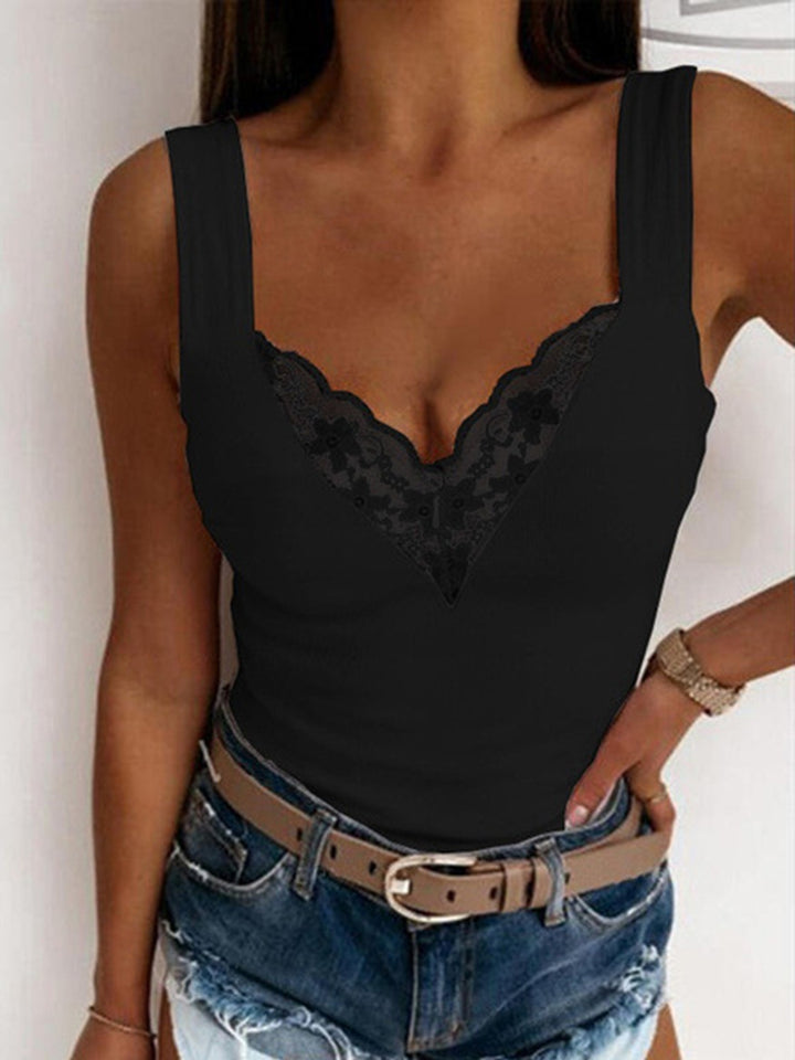 Lace Detail Sweetheart Neck Tank