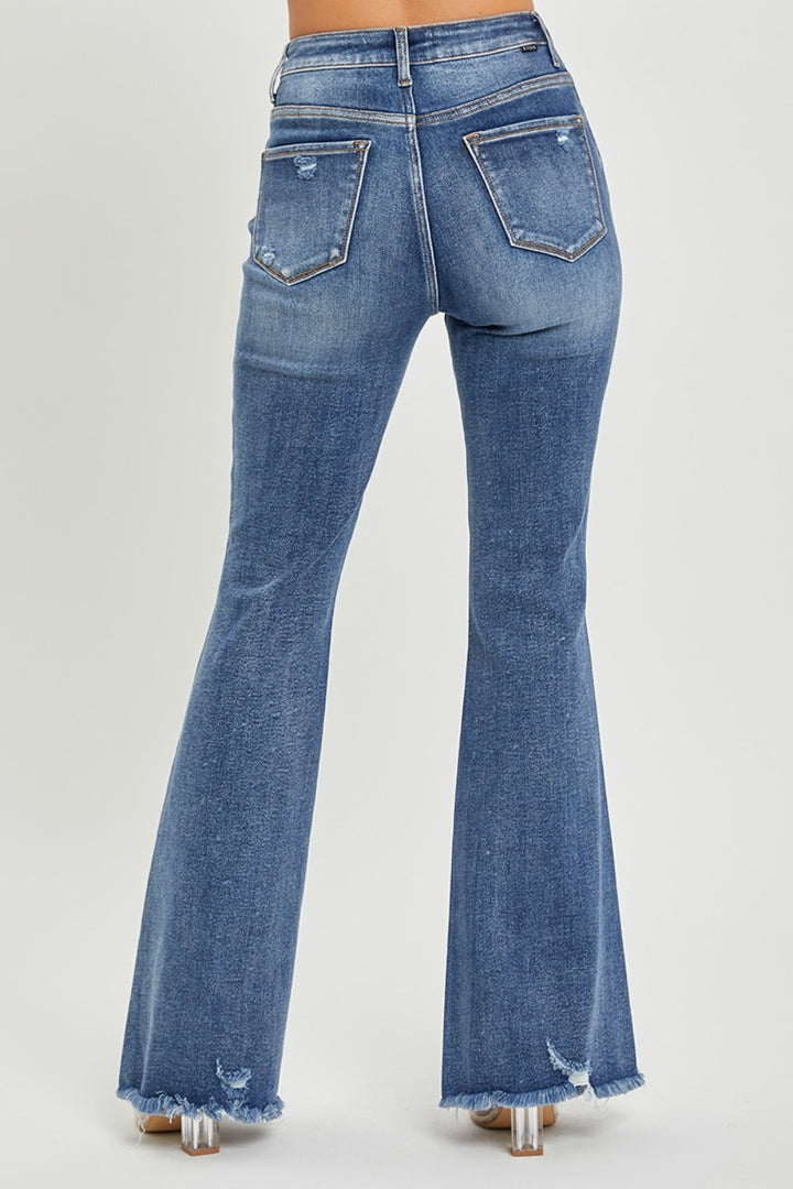 RISEN High Waist Distressed Flare Jeans