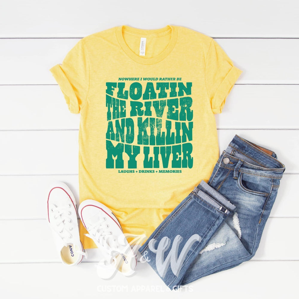 Floatin The River (Teal Ink) Custom Graphic Tee