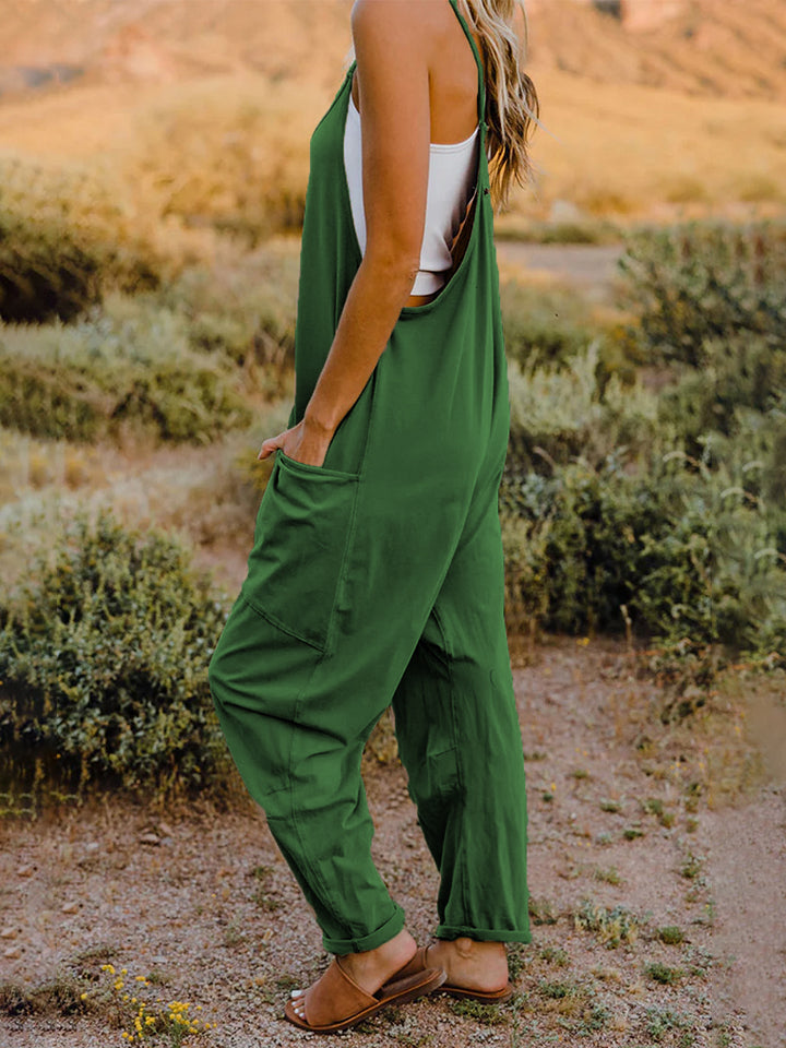 Sleeveless V-Neck Pocketed Jumpsuit