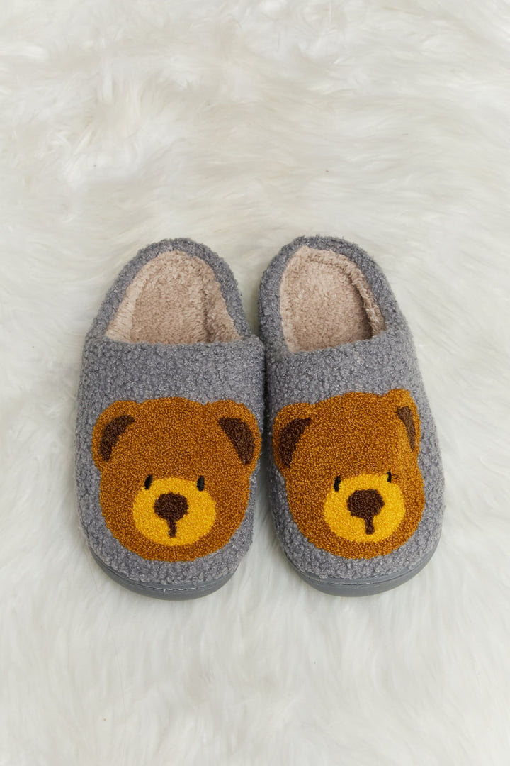 Teddy Bear Print Plush Slide Slippers