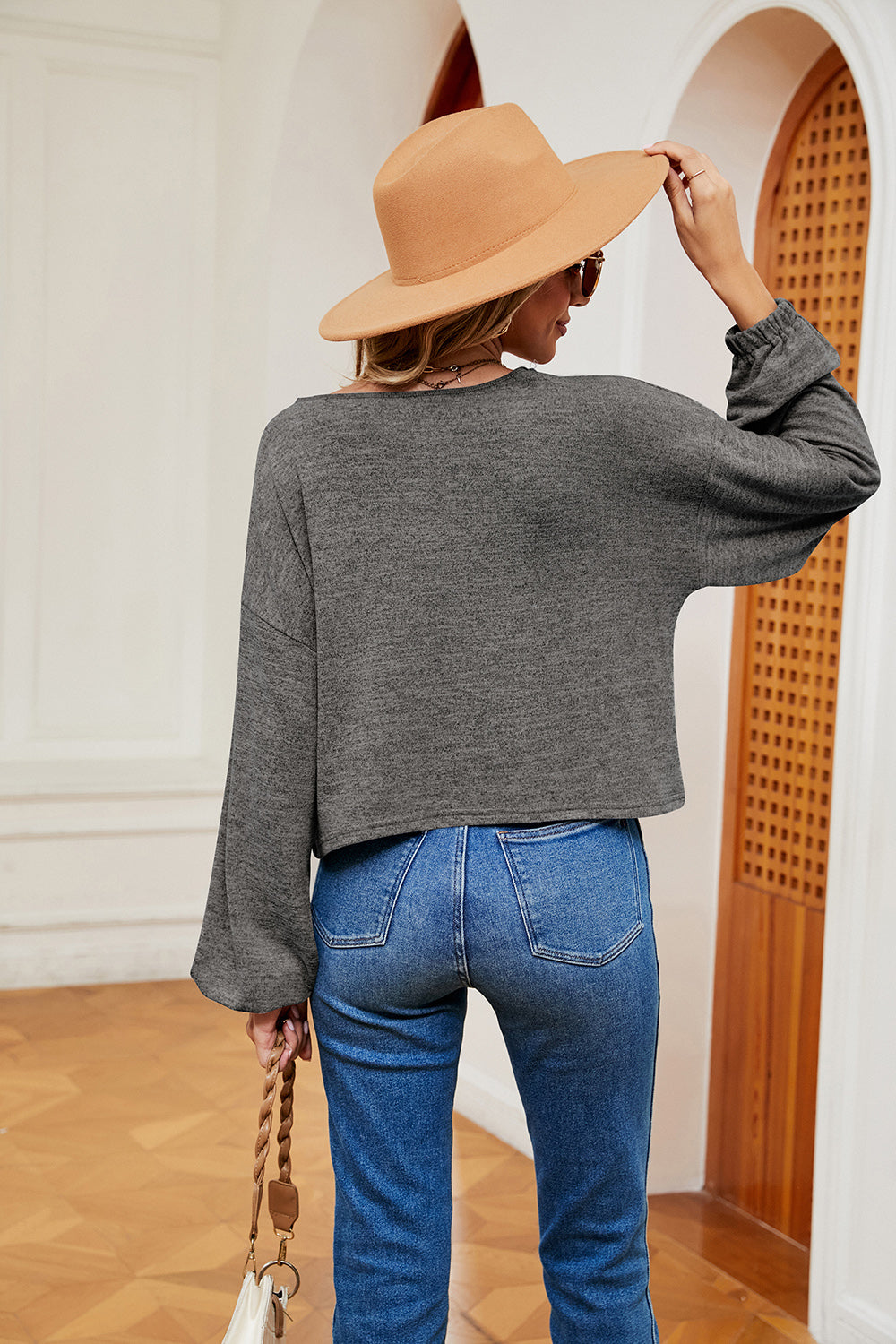 V-Neck Long Sleeve Top