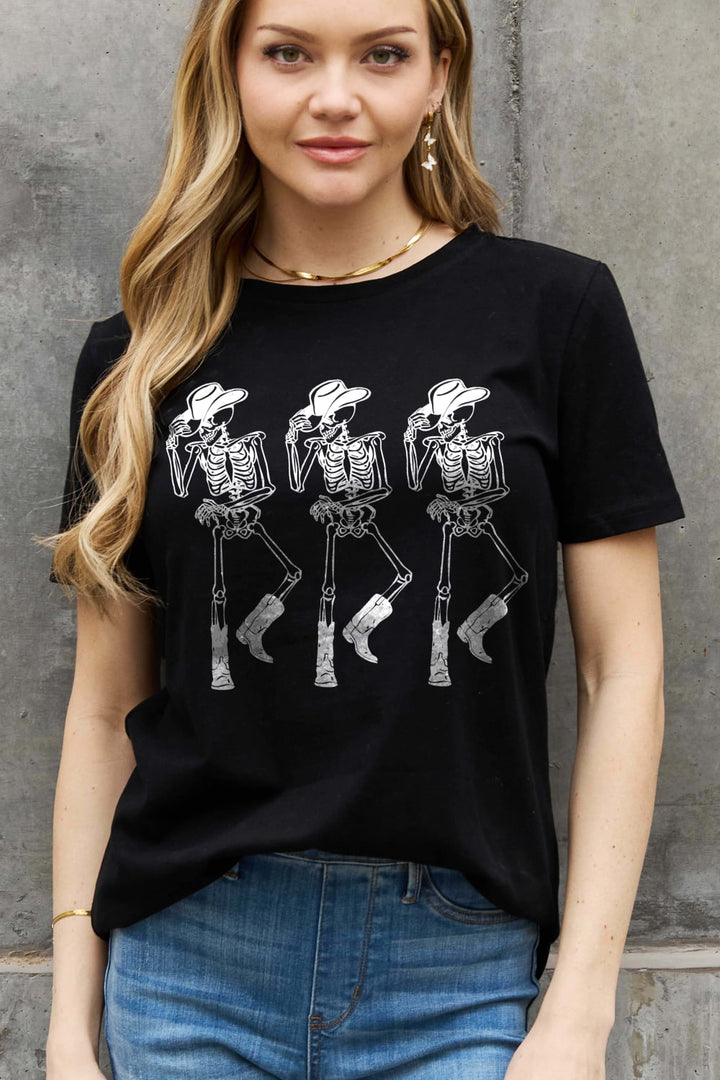 Triple Skeletons Graphic Cotton Tee