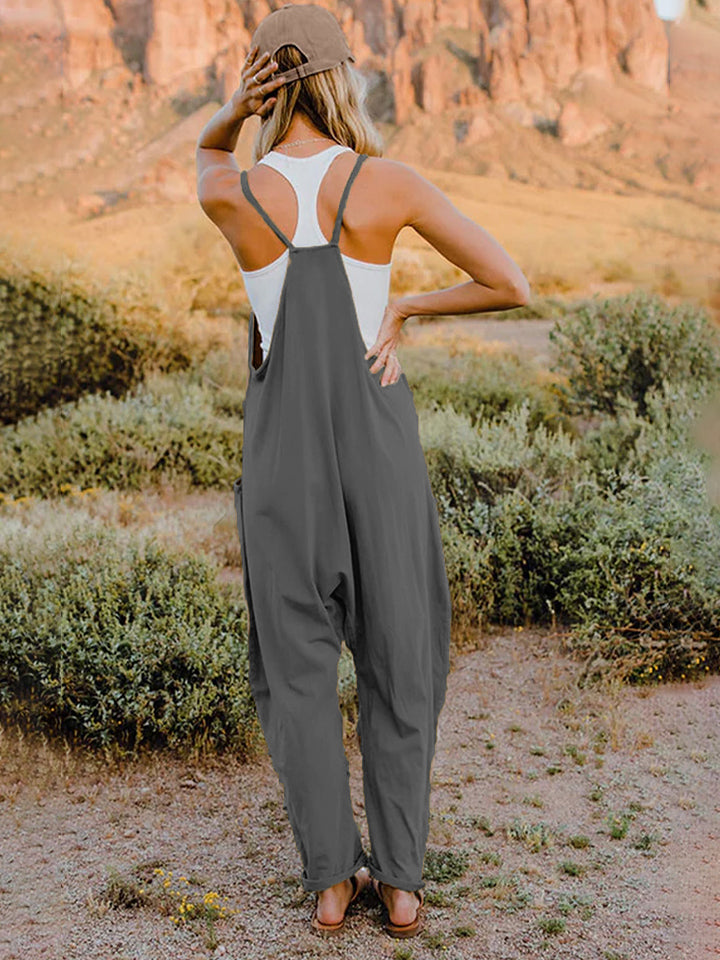 Sleeveless V-Neck Pocketed Jumpsuit