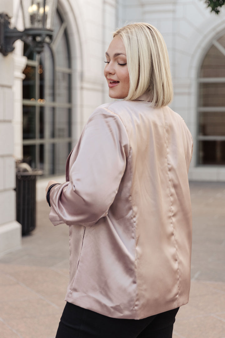 Champagne and Roses Satin Blazer