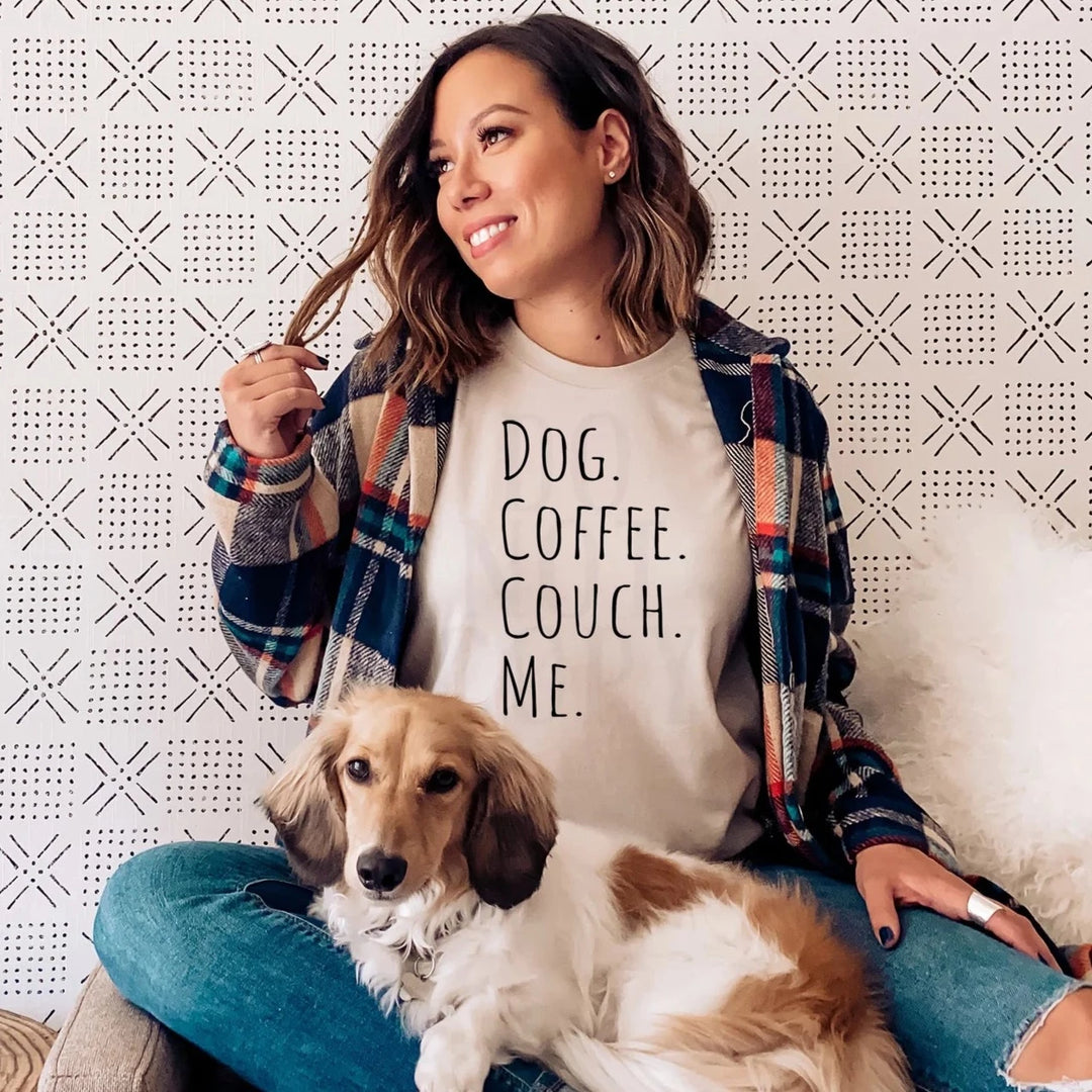 Dog. Coffee. Couch. Me