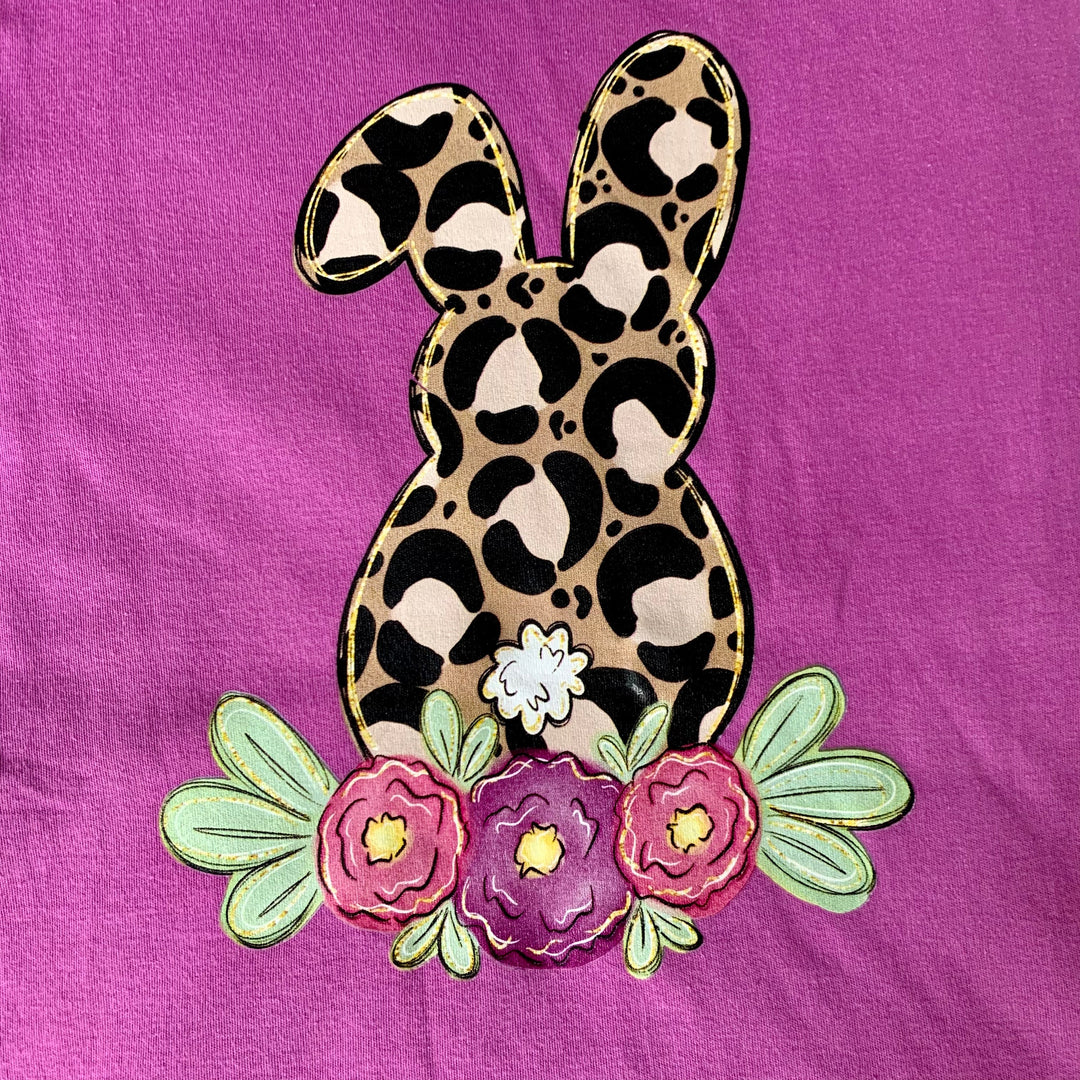 Leopard Bunny Ruffle Trim Youth Graphic Tee