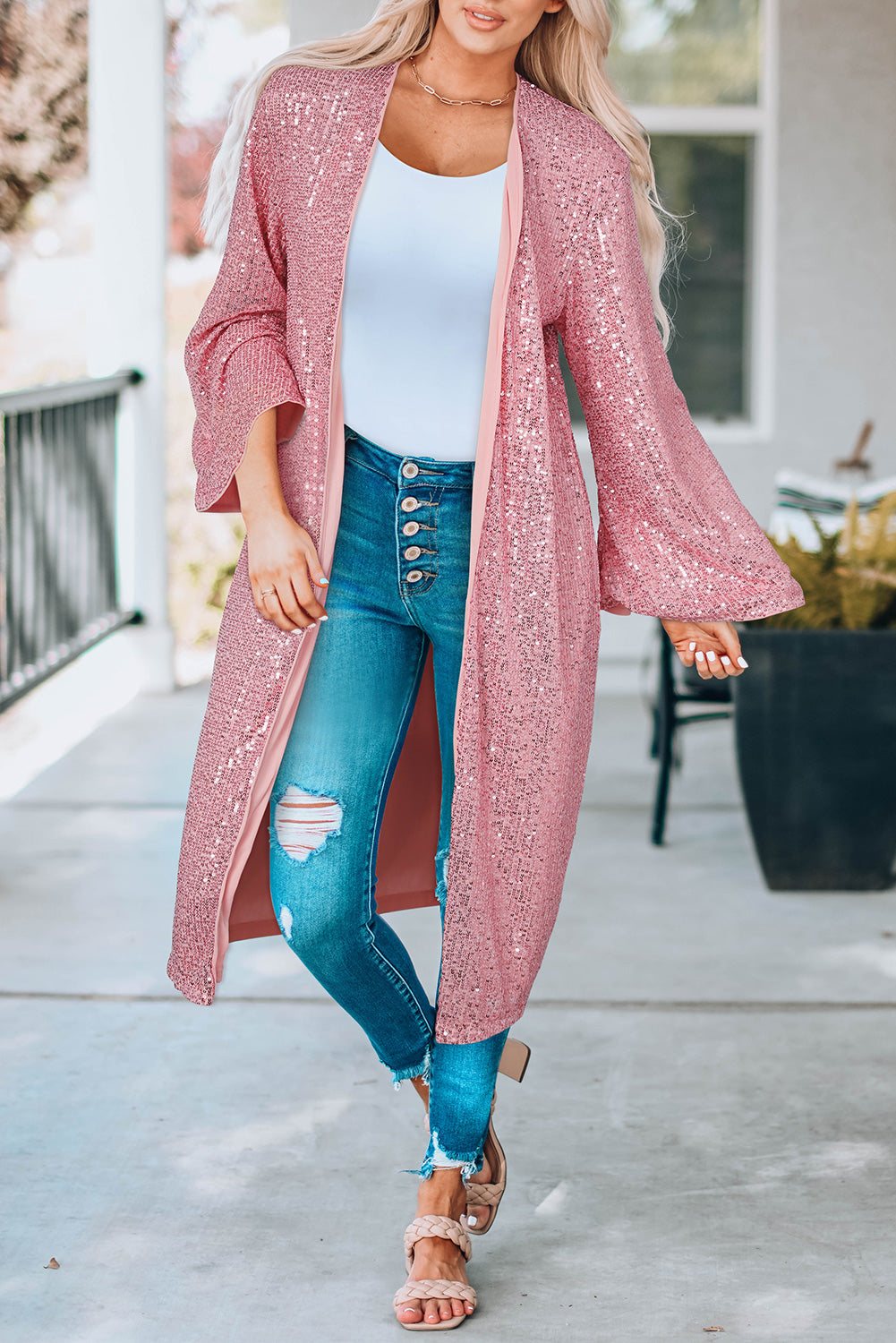 Pink on sale sequin cardigan