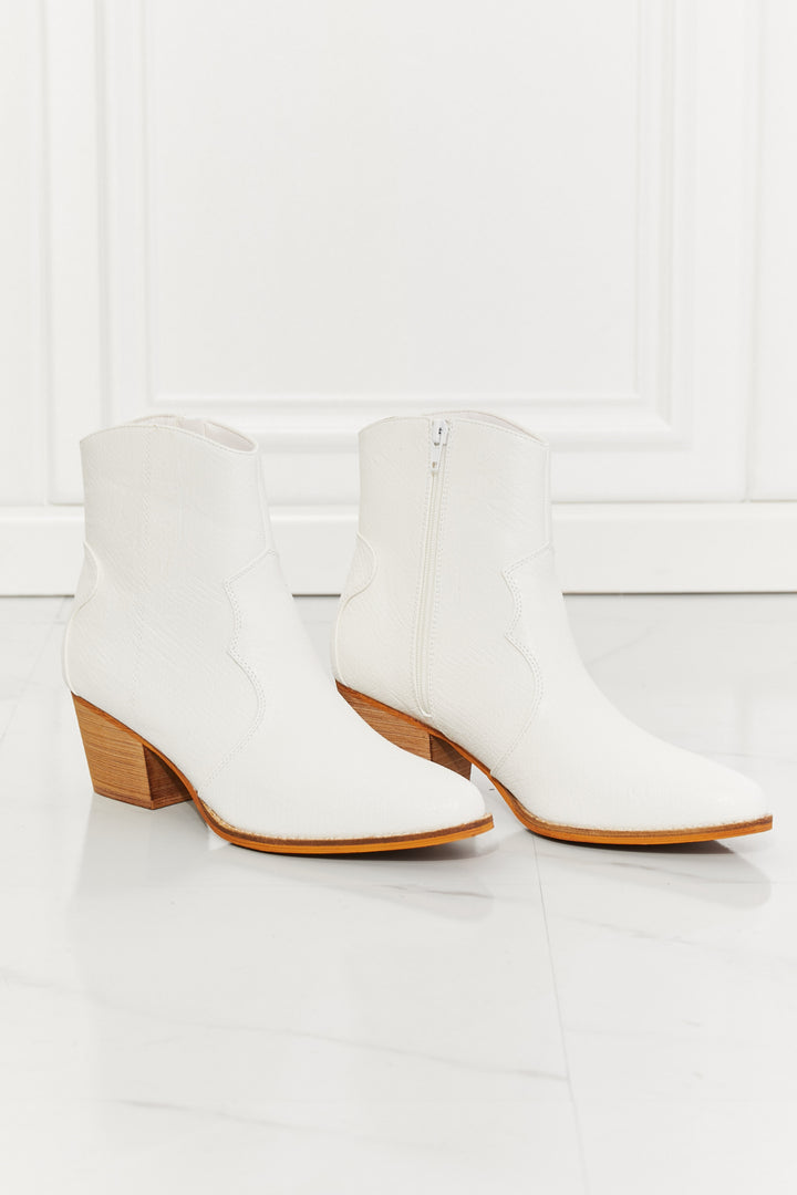 Faux Leather Western Ankle Boots in White