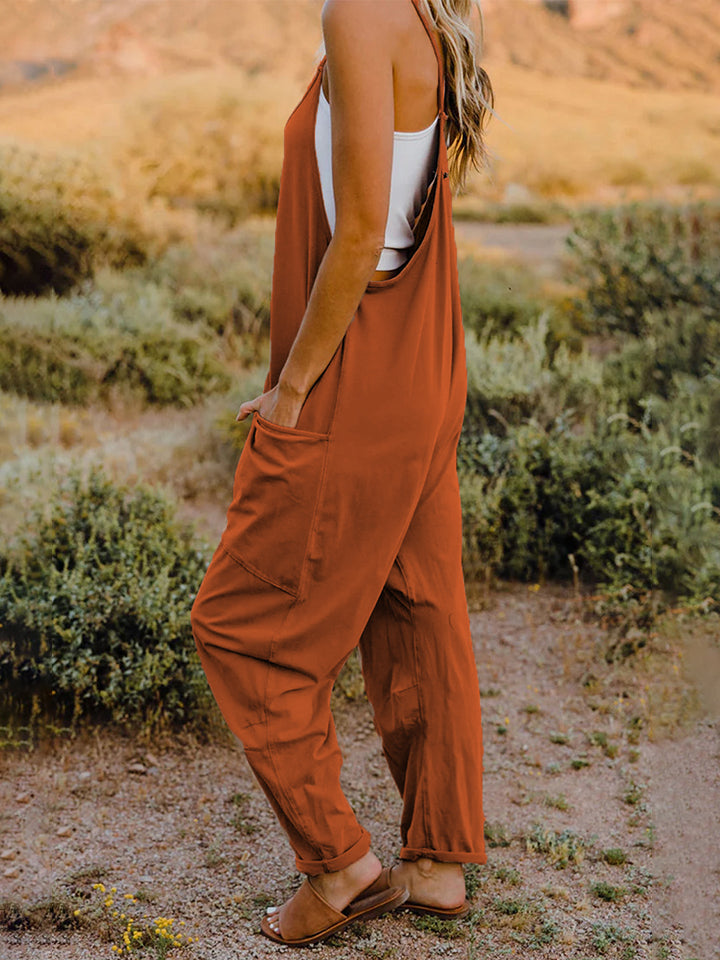 Sleeveless V-Neck Pocketed Jumpsuit