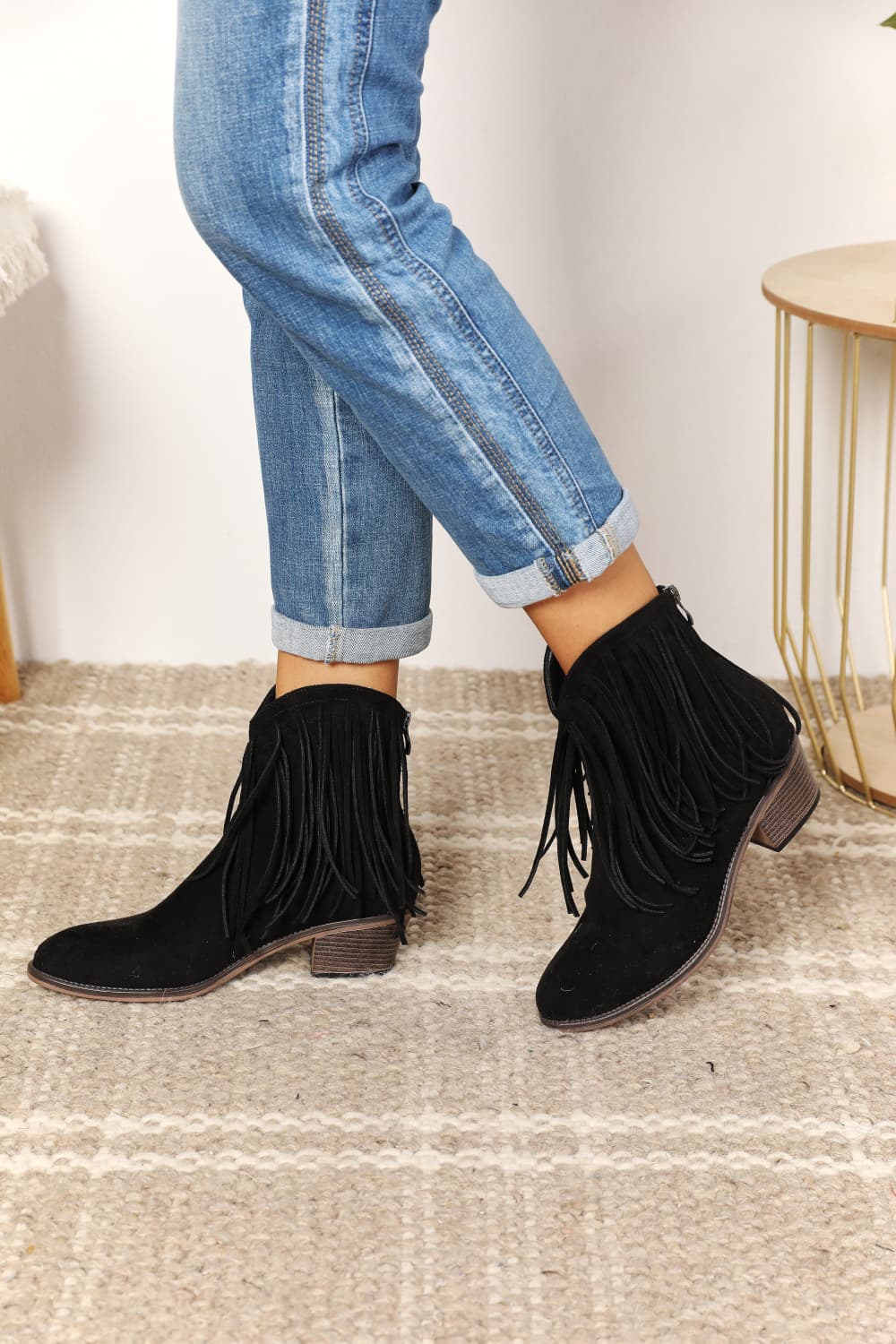 Women's Fringe Cowboy Western Ankle Boots