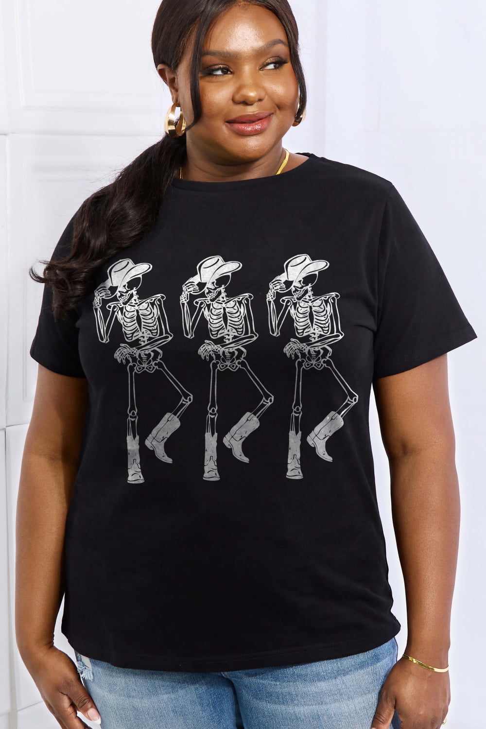 Triple Skeletons Graphic Cotton Tee