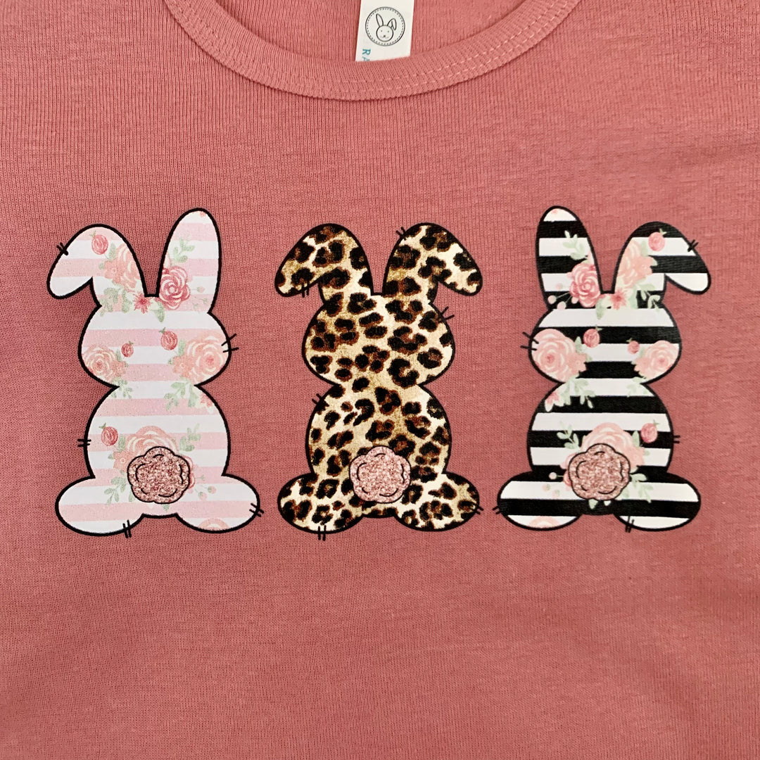 Leopard Bunny Trio Flutter Sleeve Youth Graphic Tee