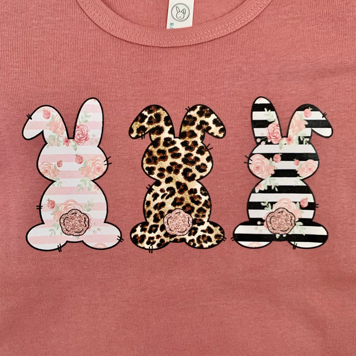 Leopard Bunny Trio Flutter Sleeve Youth Graphic Tee