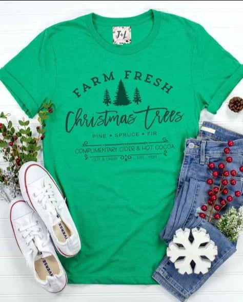 FARM FRESH CHRISTMAS TREES (GREEN INK)