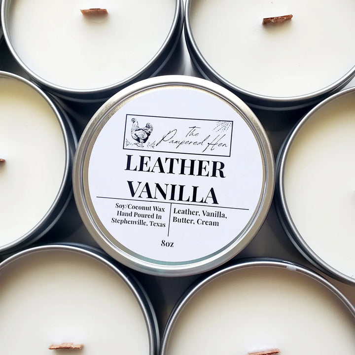 LEATHER & VANILLA WOOD WICK CANDLE